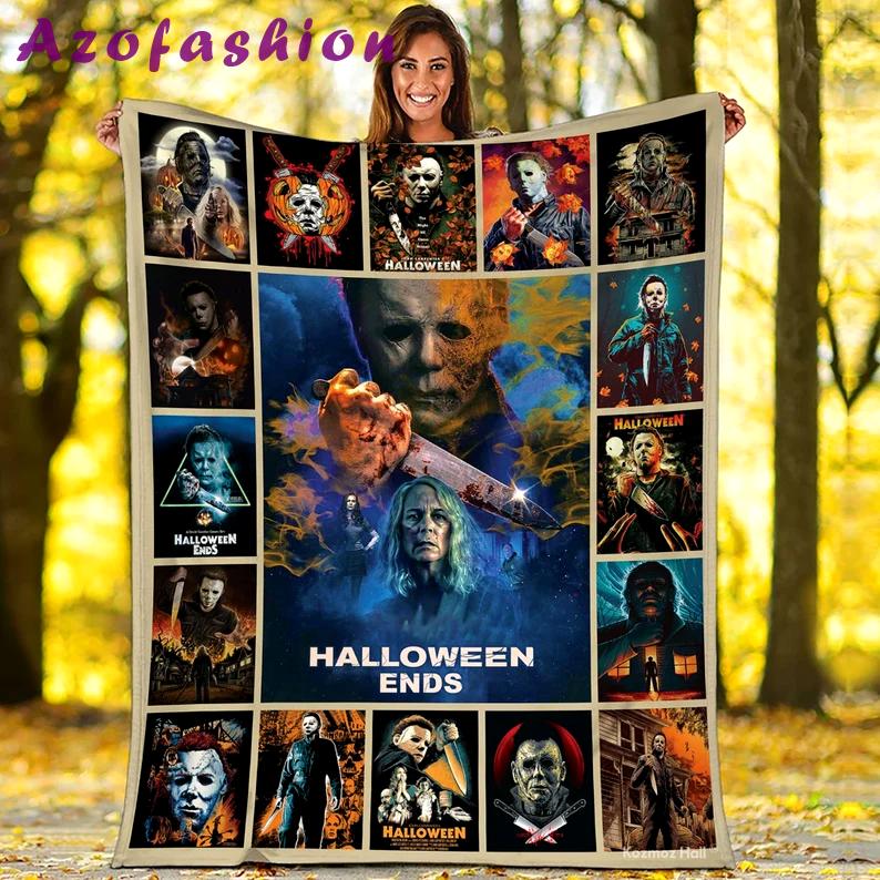 Halloween decorations michael myers halloween ends fleece blanket, personalized michael myers blanket, horror movie blanket, horror character gift, halloween gift Quilt Blanket