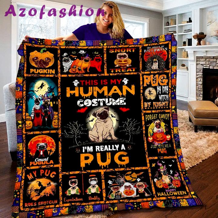 Halloween decorations pug halloween quilt blanket Quilt Blanket