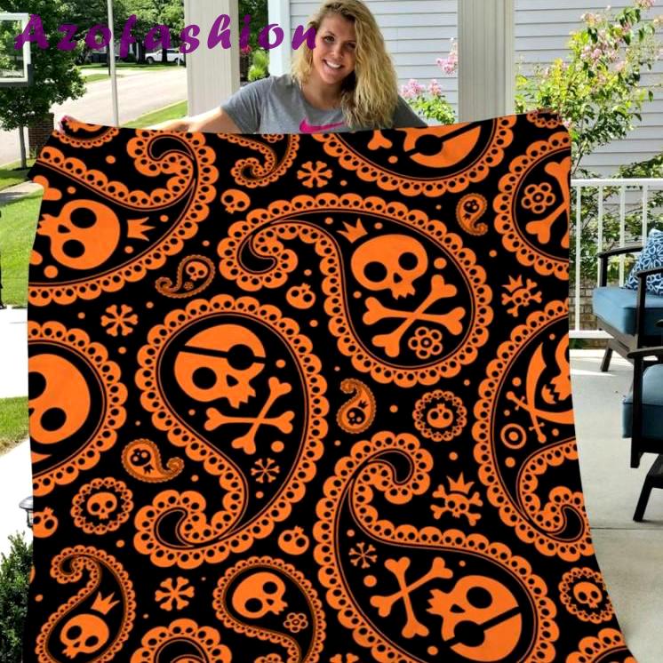 Halloween decorations skull halloween pattern gift fleece blanket – quilt blanket fleece blanket, blanket sofa bed, 3d blanket Quilt Blanket