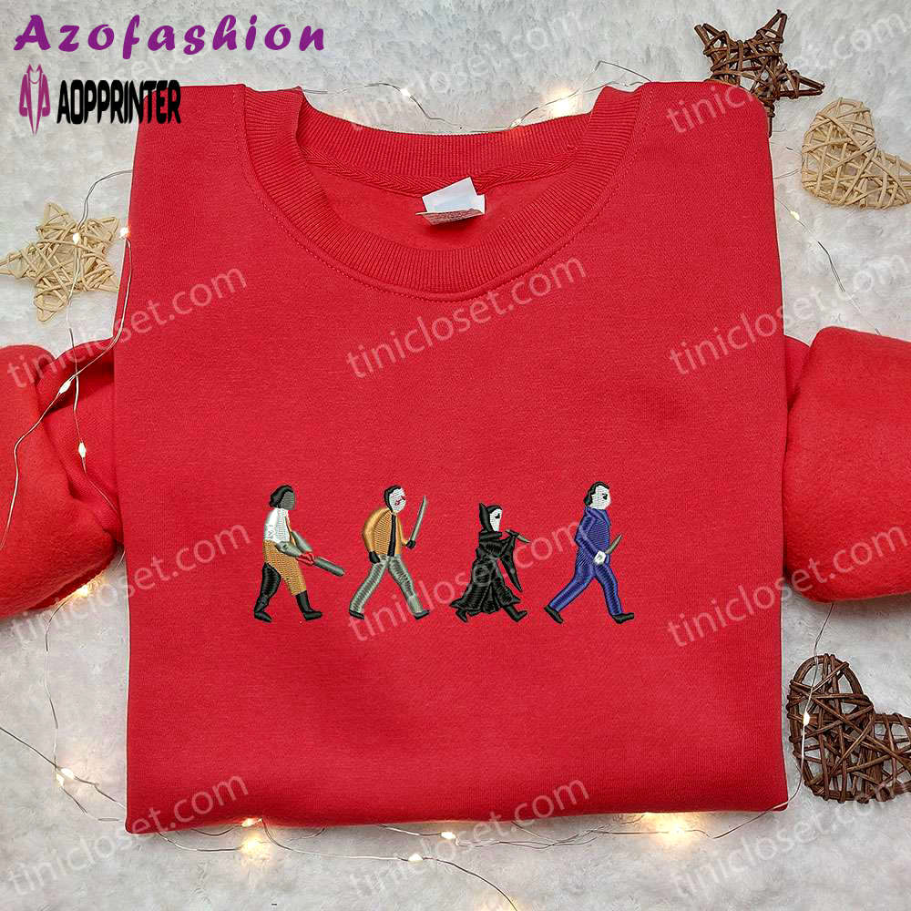 Halloween horror gang embroidered shirt & sweatshirt: best gifts for halloween lovers Embroidered Shirt