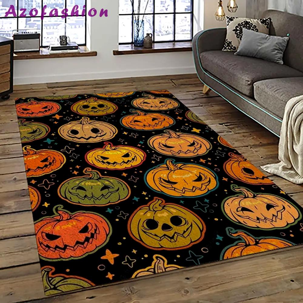 Halloween style pumpkin autumn retangle carpet area rug home decor halloween gift hal13 Rectangle Rug