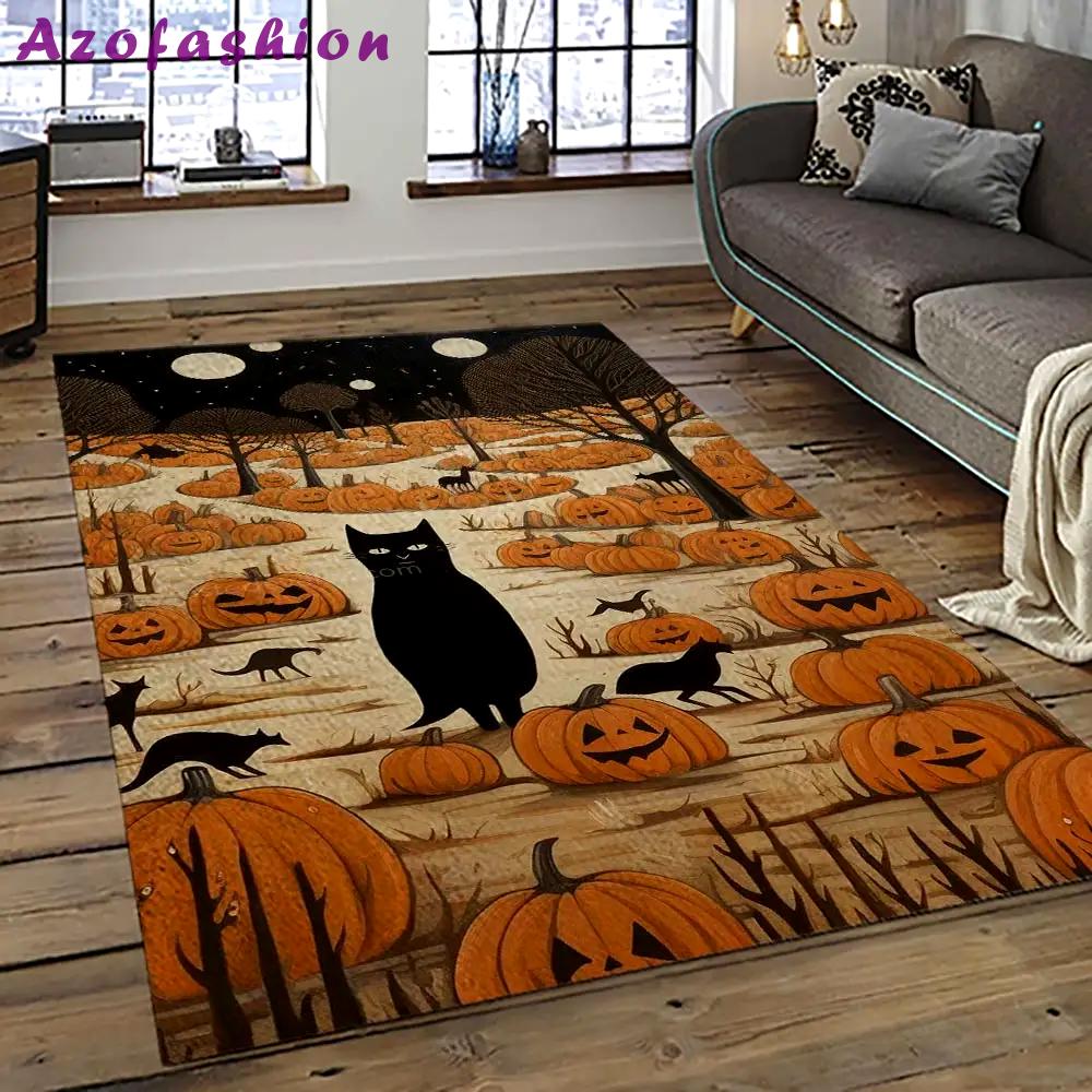 Halloween style pumpkin autumn retangle carpet area rug home decor halloween gift hal82 Rectangle Rug