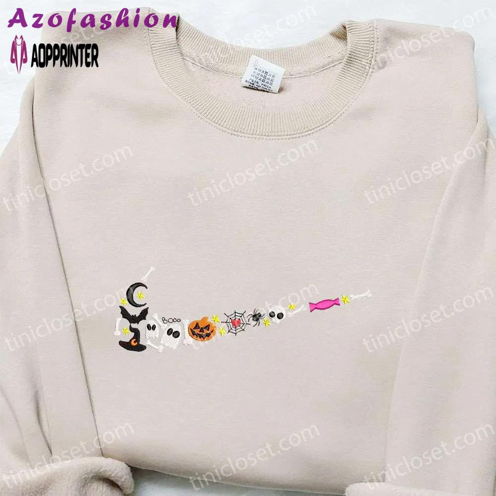 Halloween x nike swoosh embroidered tshirt: best nike inspired halloween gift Embroidered Shirt