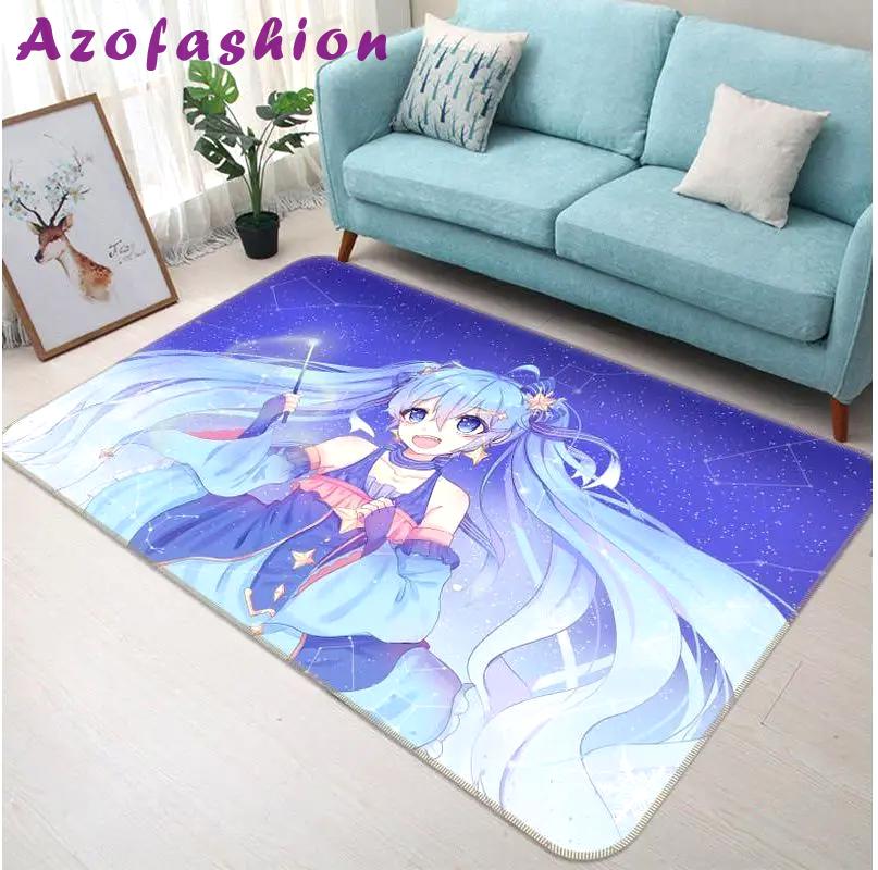 Hatsune miku anime 3 area rug living room and bed room rug rug regtangle carpet floor decor home decor Rectangle Rug