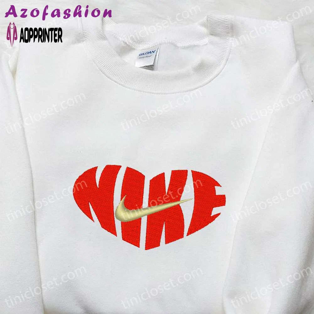 Heart x nike embroidered tshirt: best valentine s day gift – nike inspired shirt Embroidered Shirt