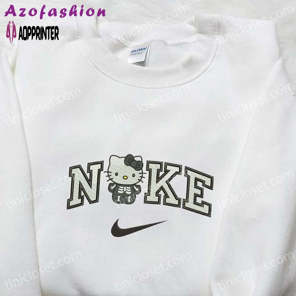 Hello kitty skeleton x nike cartoon embroidered sweatshirt – best halloween gift ideas Embroidered Shirt