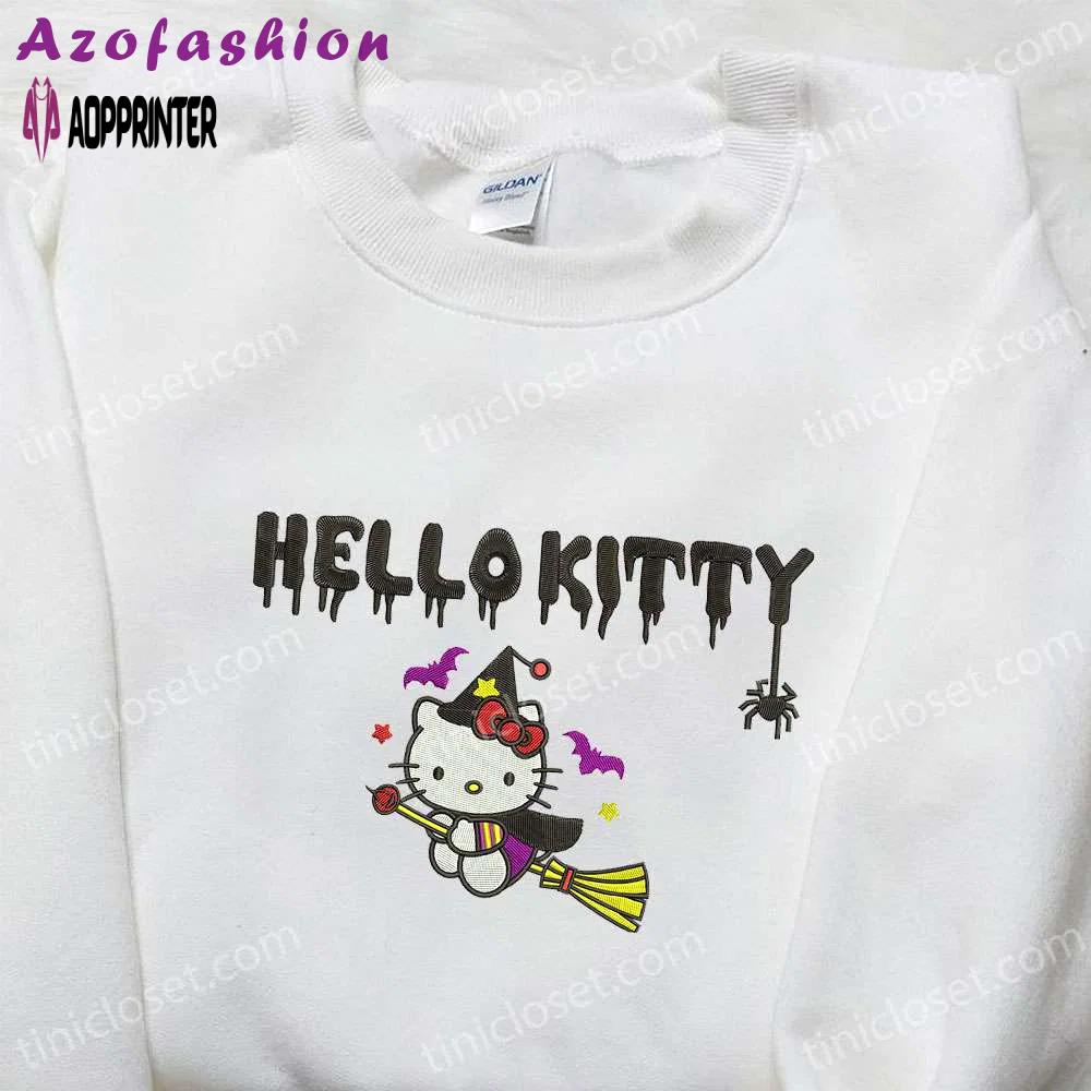 Hello kitty witch embroidered sweatshirt – cute halloween hoodie best gift ideas Embroidered Shirt