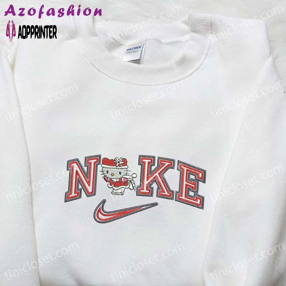 Hello kitty xmas x nike cartoon embroidered sweatshirt & shirt: stylish & trendy nike inspired designs Embroidered Shirt