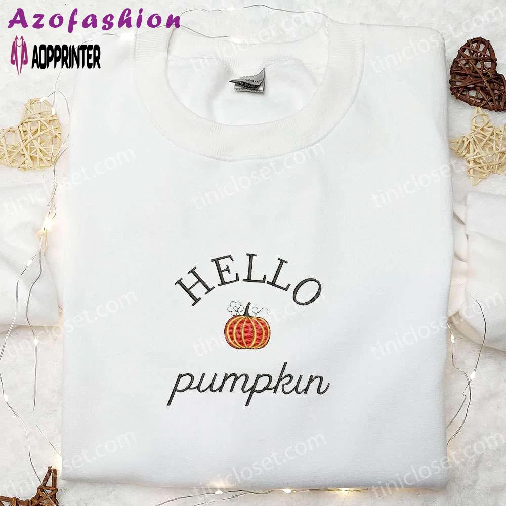 Hello pumpkin embroidered sweatshirt: spook-tacular halloween hoodie best gift idea Embroidered Shirt