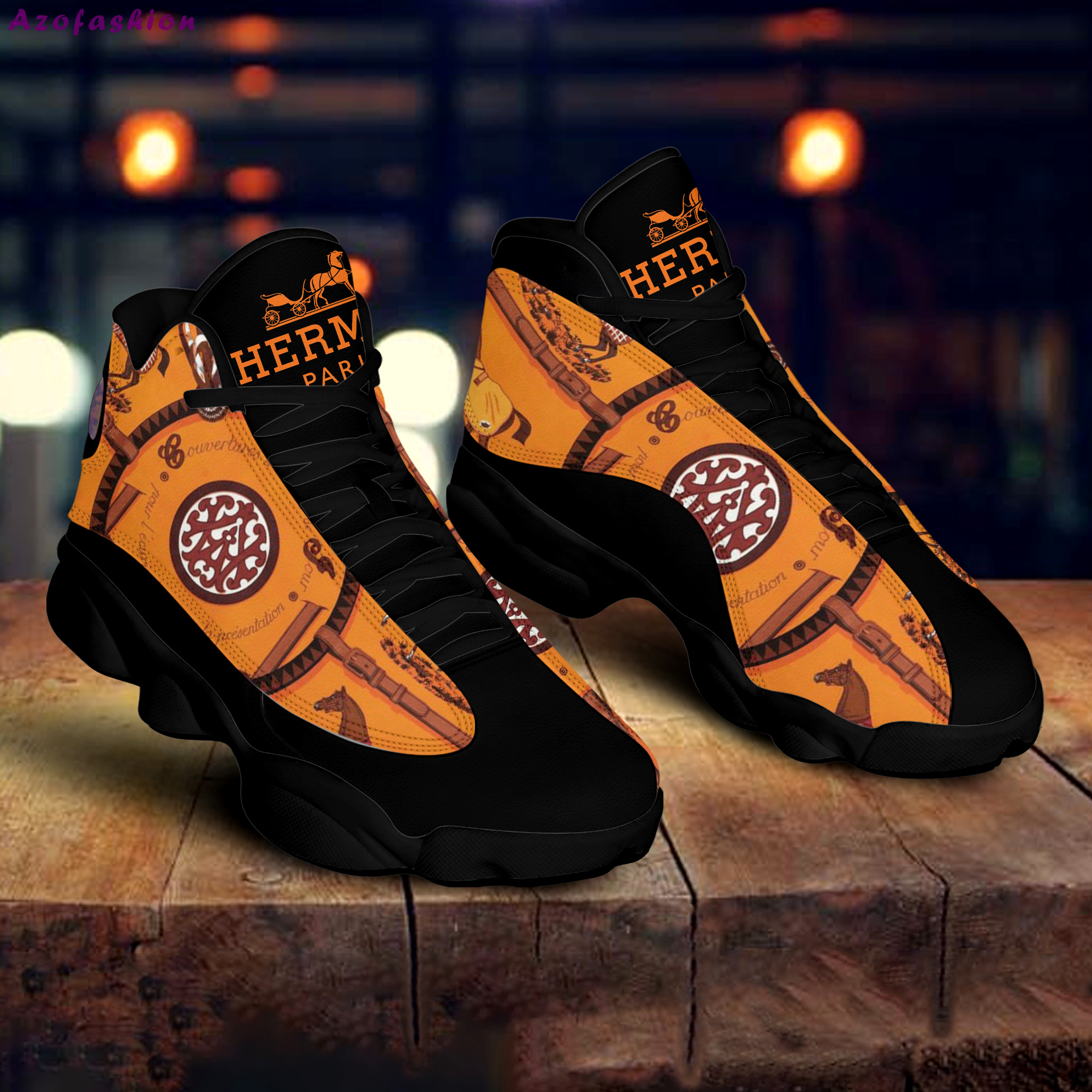 Hermes paris black oranges Air Jordan 13 For Fans Gifts For Men Women Sneakers Full Size Shoes