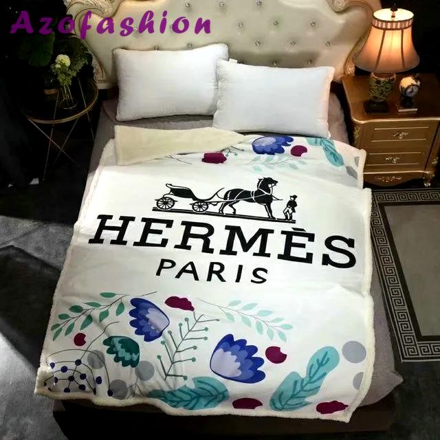 Hermes paris luxury brand premium blanket fleece home decor 45 Blanket Fleece