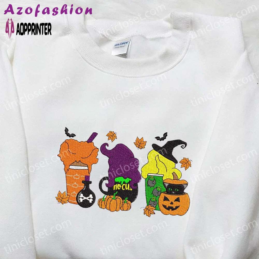 Hocus pocus fall coffee shirt & halloween sweatshirt: perfect gifts for halloween lovers! Embroidered Shirt