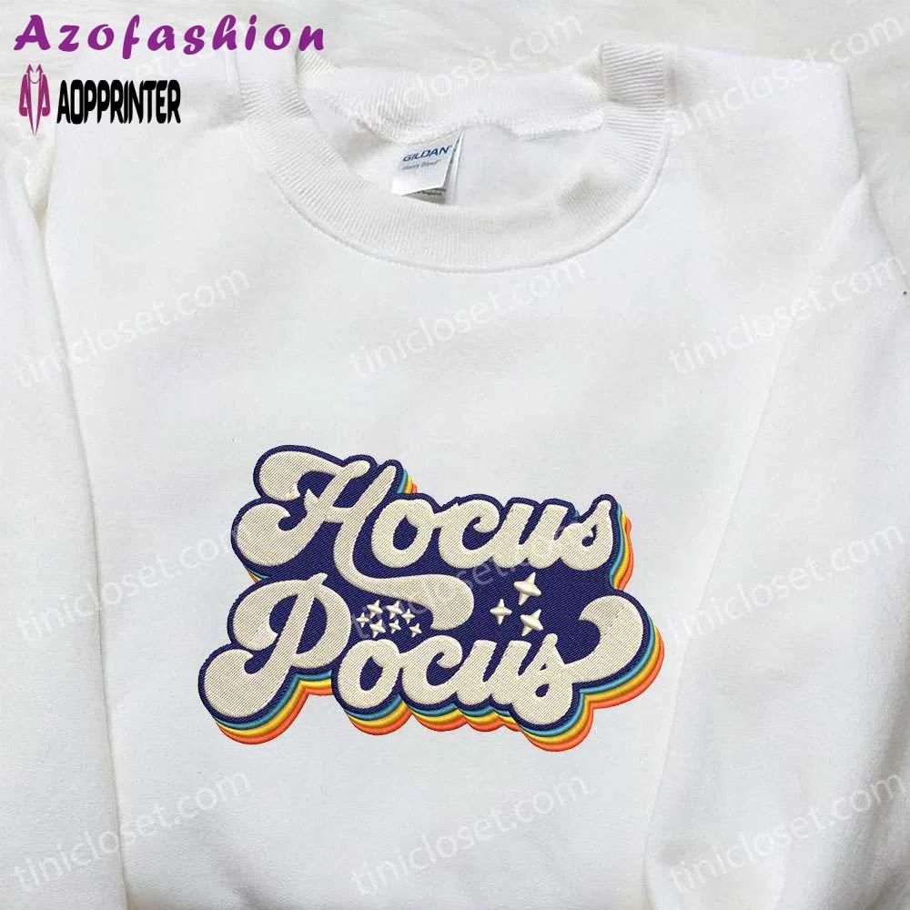 Hocus pocus retro vintage embroidered shirt – best halloween gift for family Embroidered Shirt