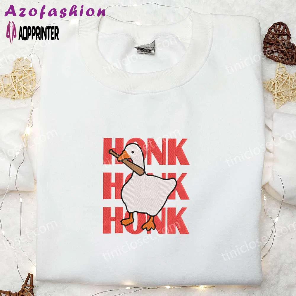 Honk honk honk silly goose embroidered shirt – funny animal design Embroidered Shirt