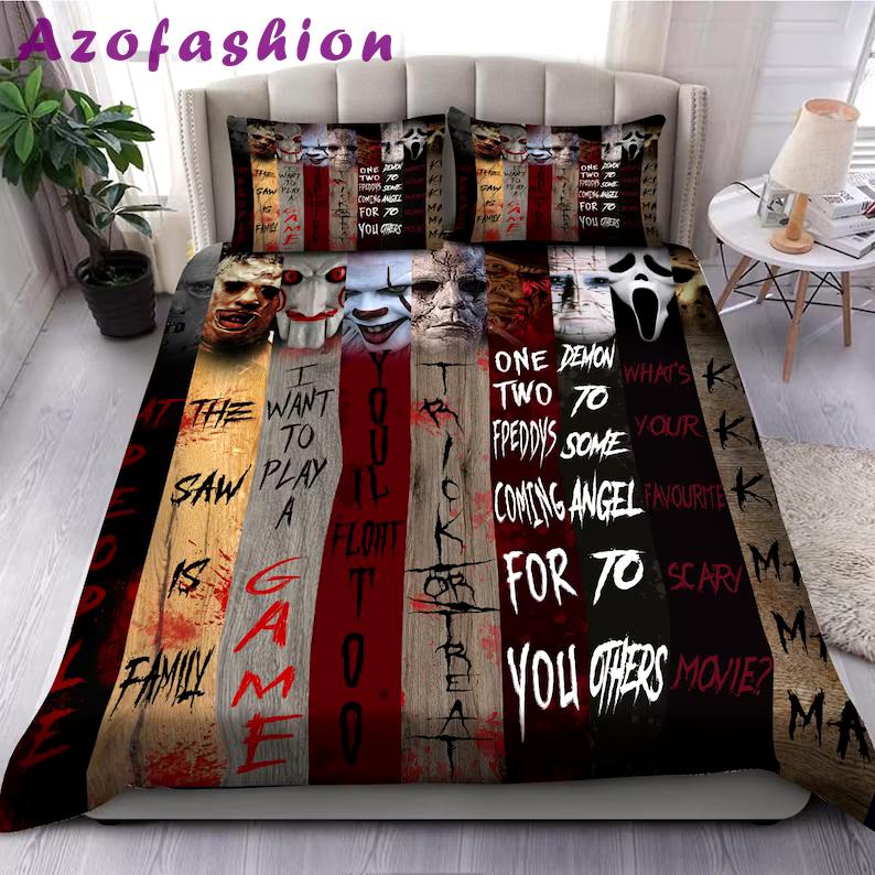 Horror characters halloween gift full  Bedding Sets Bedroom ideas bedspread sheets covers blankets home decor bed linen bedclothes duvet