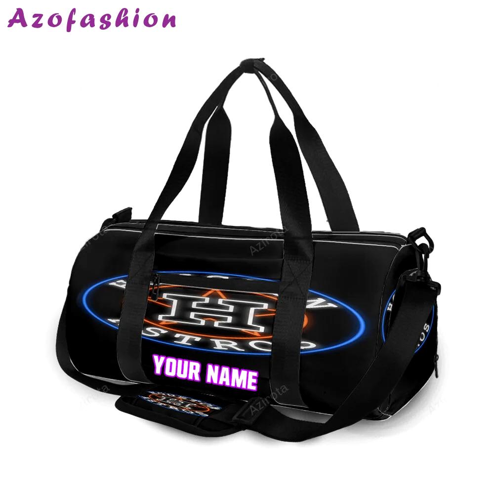 Houston astros emblem neon light personalized name travel bag gym bag 629 Travel Bag