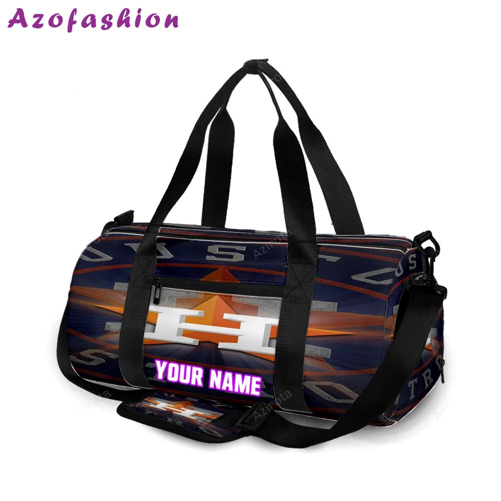 Houston astros emblem texture wooden personalized name travel bag gym bag 689 Travel Bag