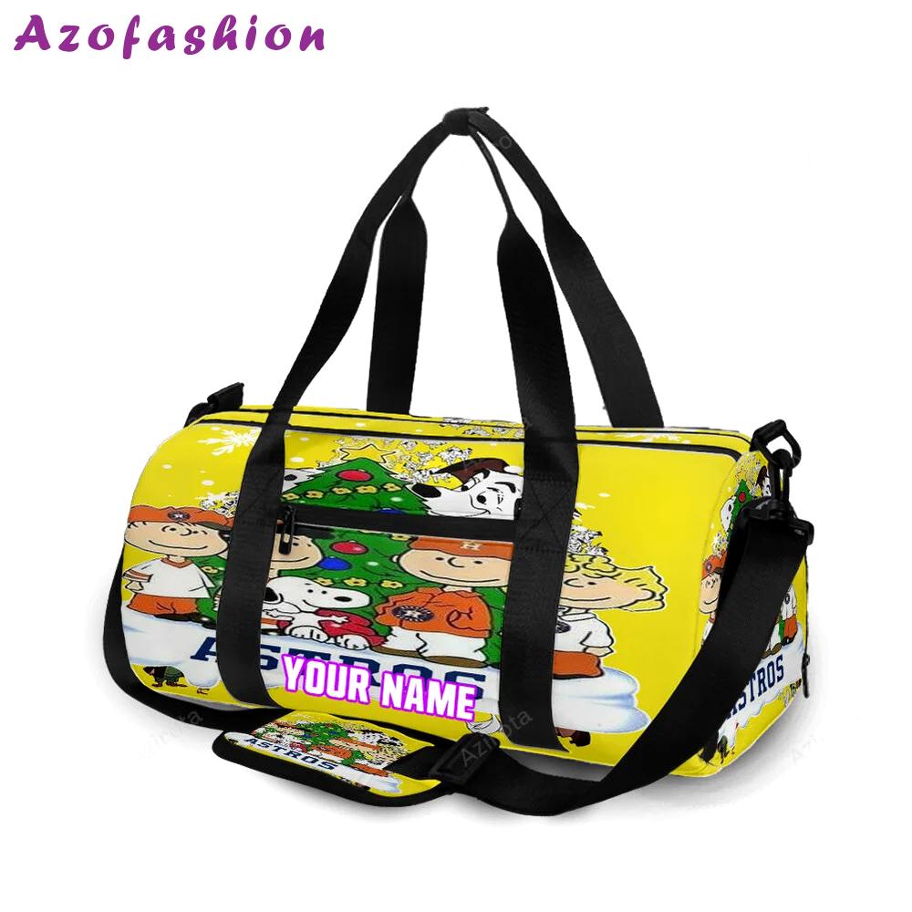 Houston astros snoopy and friend v2 personalized name travel bag gym bag 822 Travel Bag