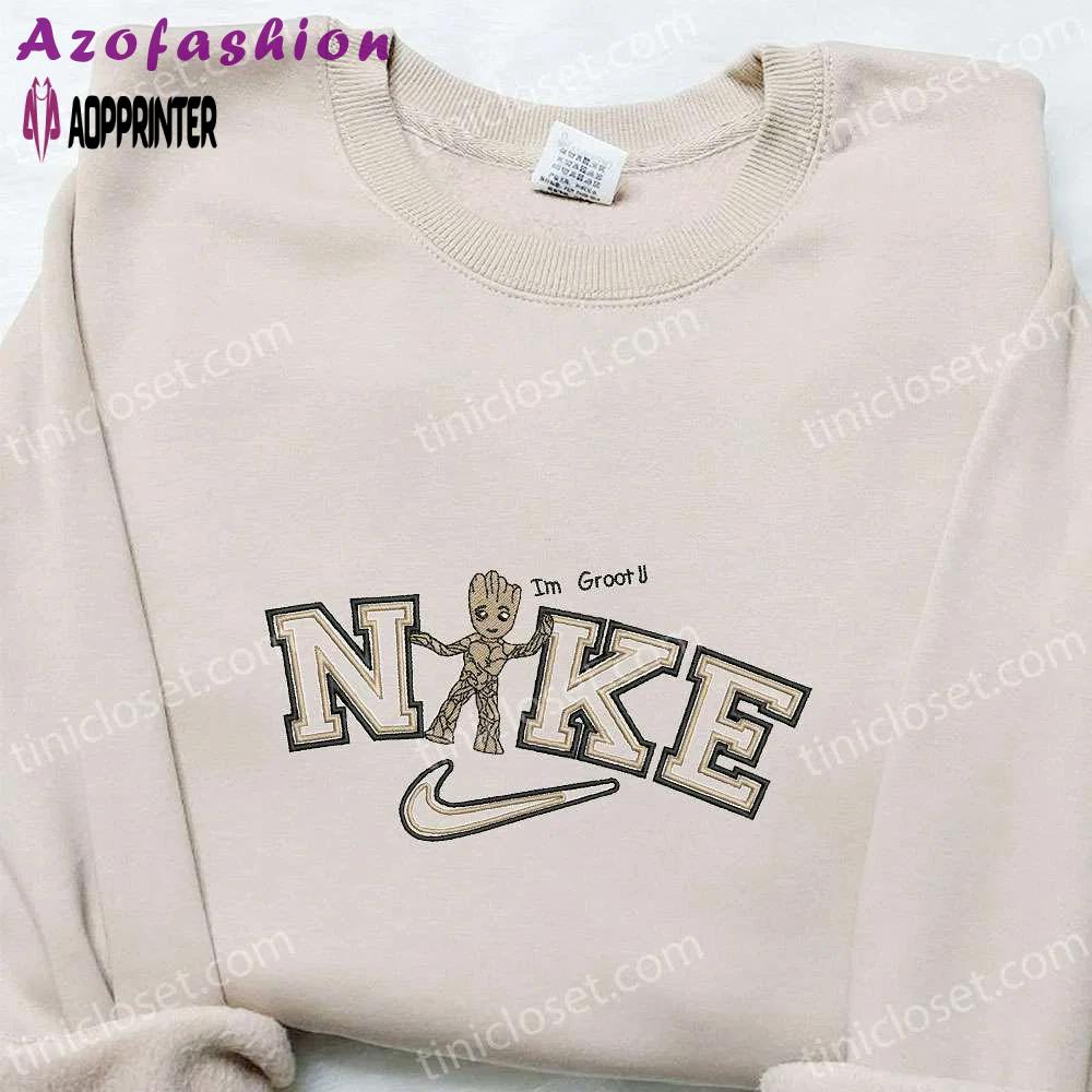 I m groot x nike movie embroidered sweatshirt: best family gift nike inspired shirt Embroidered Shirt