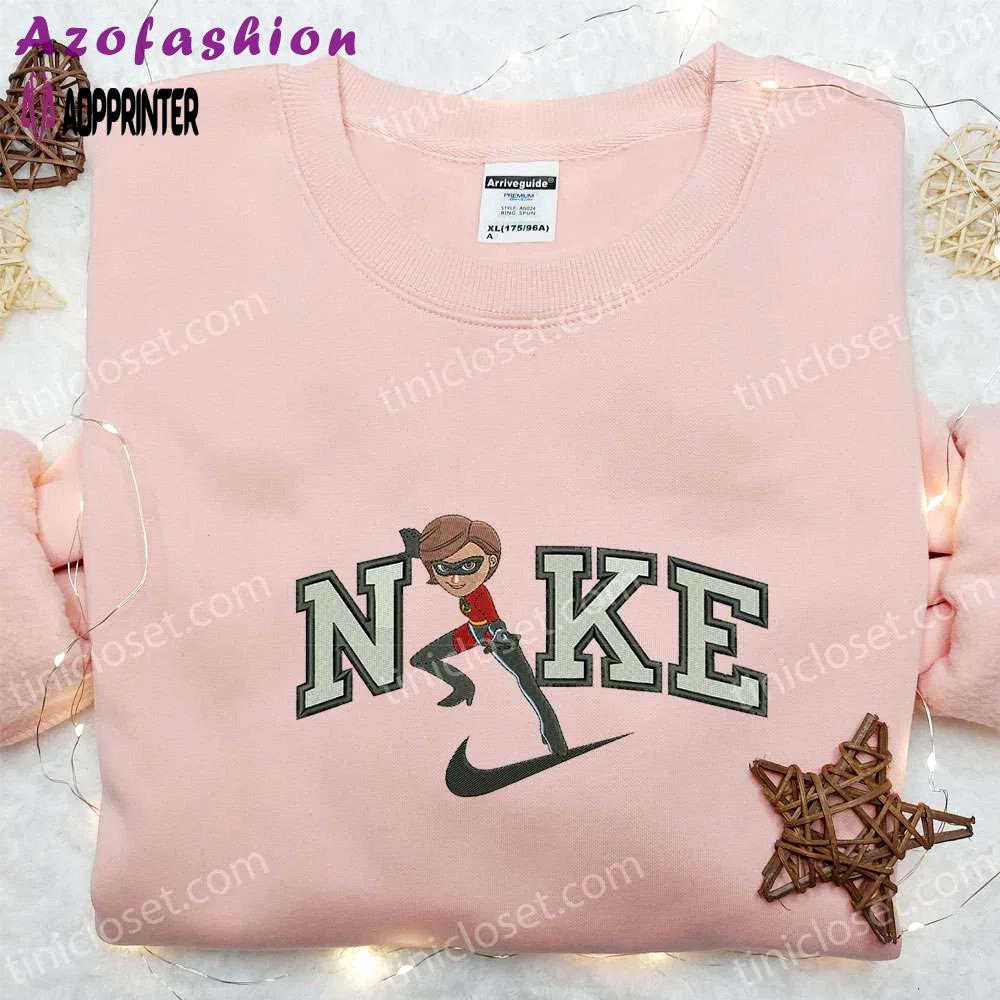 Incredible helen parr x nike cartoon embroidered shirt – nike inspired marvel fashion Embroidered Shirt
