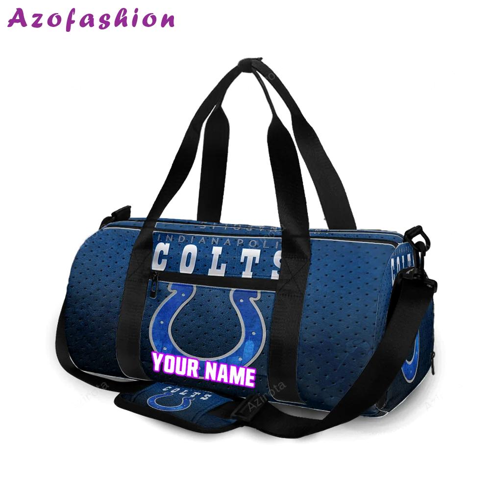 Indianapolis colts horseshoe polka dot navy personalized name travel bag gym bag 581 Travel Bag
