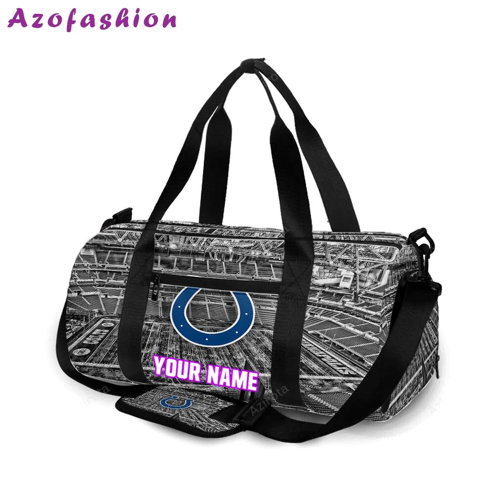 Indianapolis colts horseshoe stadium black white personalized name travel bag gym bag 34 Travel Bag