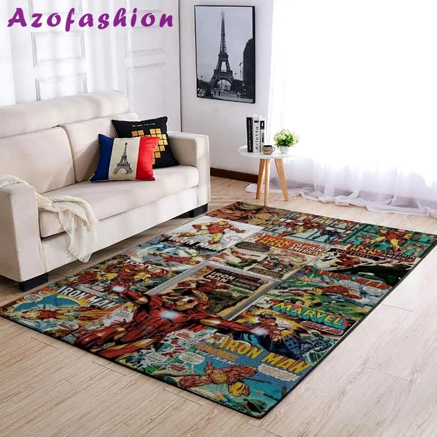 Iron man area rug living room rug home decor marvel superhero movie 19091807 Rectangle Rug