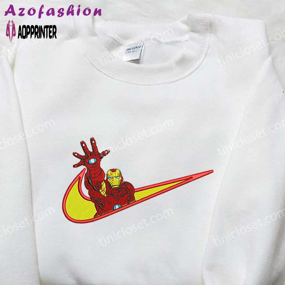 Iron-man x nike embroidered shirt hoodie & sweatshirt: marvel inspired apparel Embroidered Shirt
