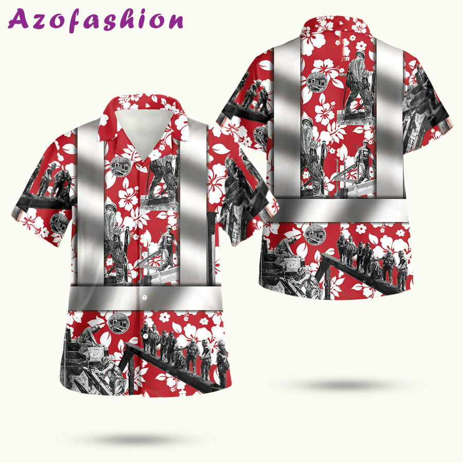 Ironworker safety printed mens hawaiian shirt Hawaii Shirt Shorts & Flip Flops