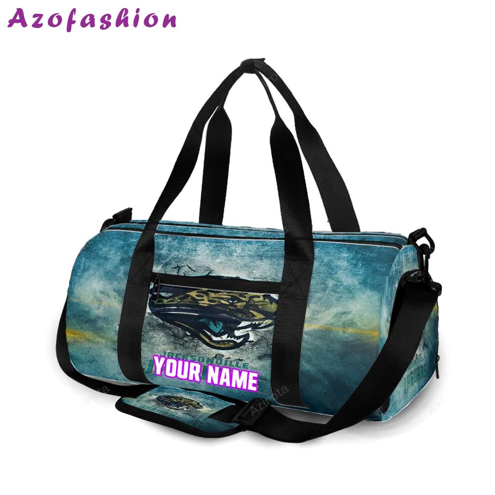 Jacksonville jaguars emblem vintage texture personalized name travel bag gym bag 254 Travel Bag