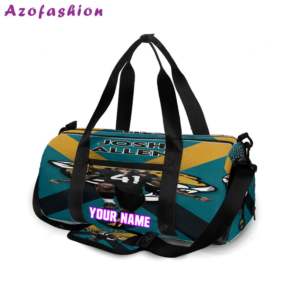 Jacksonville jaguars josh allen 41 personalized name travel bag gym bag 859 Travel Bag