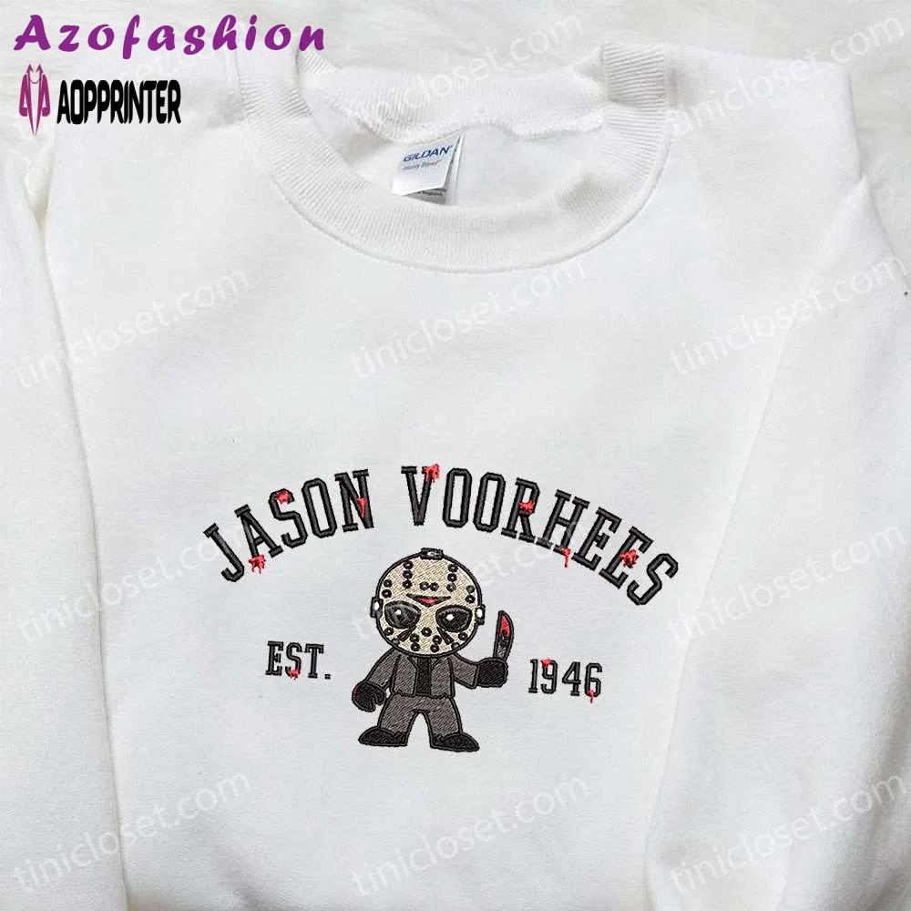 Jason voorhees est 1946 embroidered hoodie: horror characters sweatshirt perfect halloween gift Embroidered Shirt
