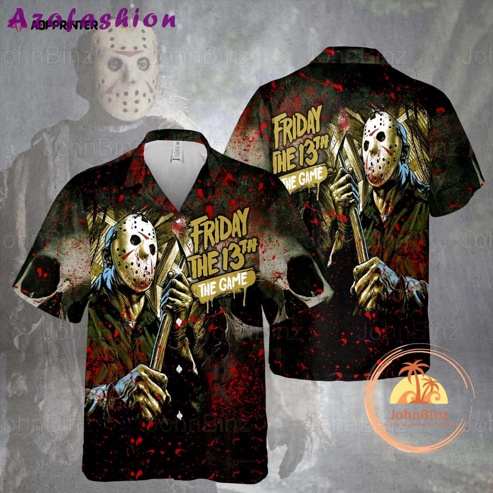 Jason voorhees hawaiian shirt – friday the 13th horror movie button-up: perfect horror gift! Hawaii Shirt