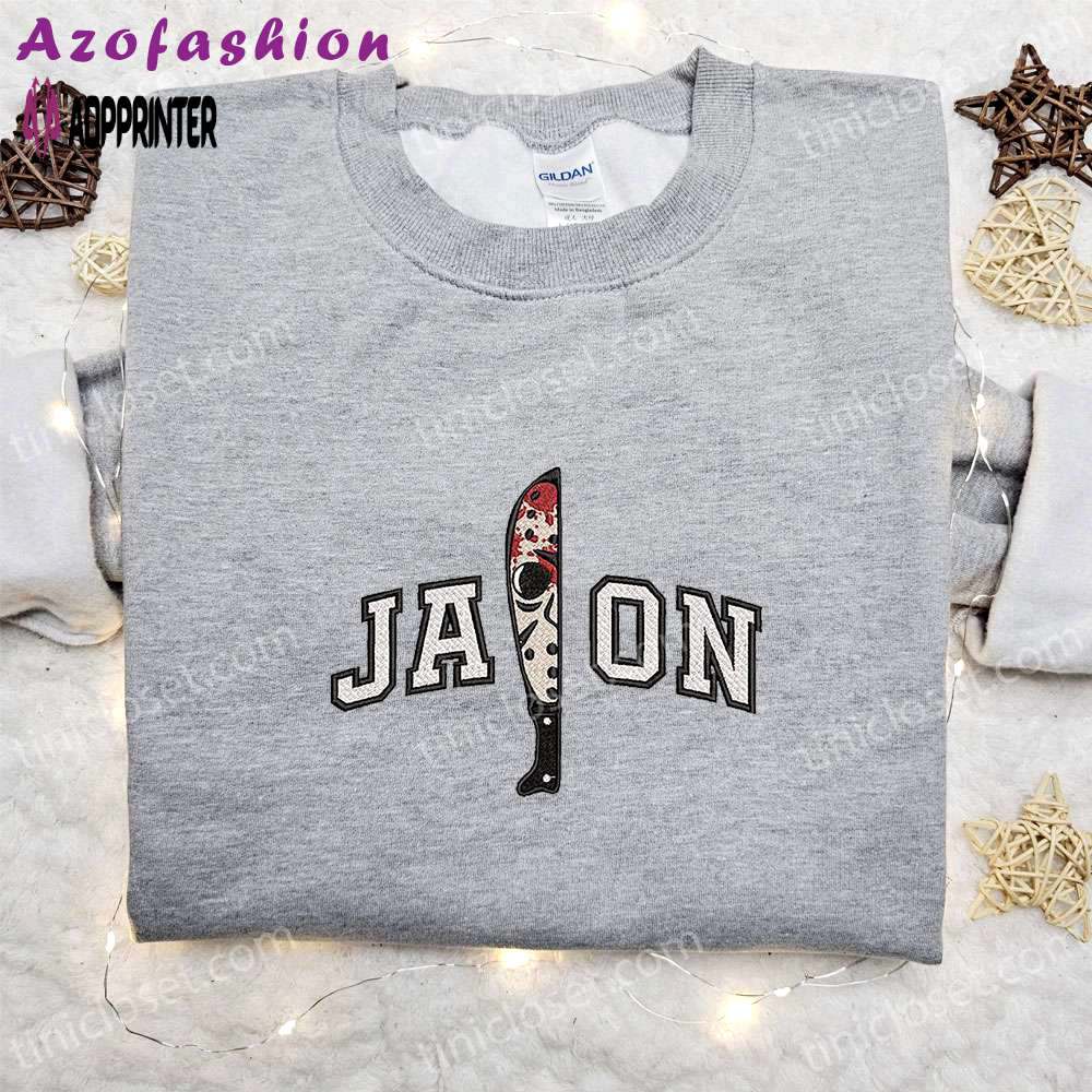 Jason voorhees knife embroidered hoodie: horror characters sweatshirt for halloween lovers Embroidered Shirt