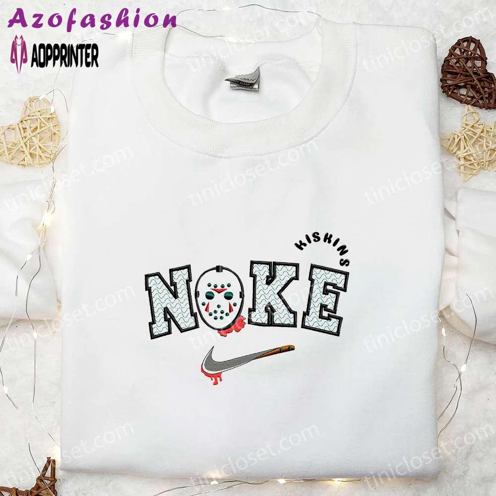 Jason voorhees x nike embroidered hoodie & shirt: best halloween gift ideas Embroidered Shirt