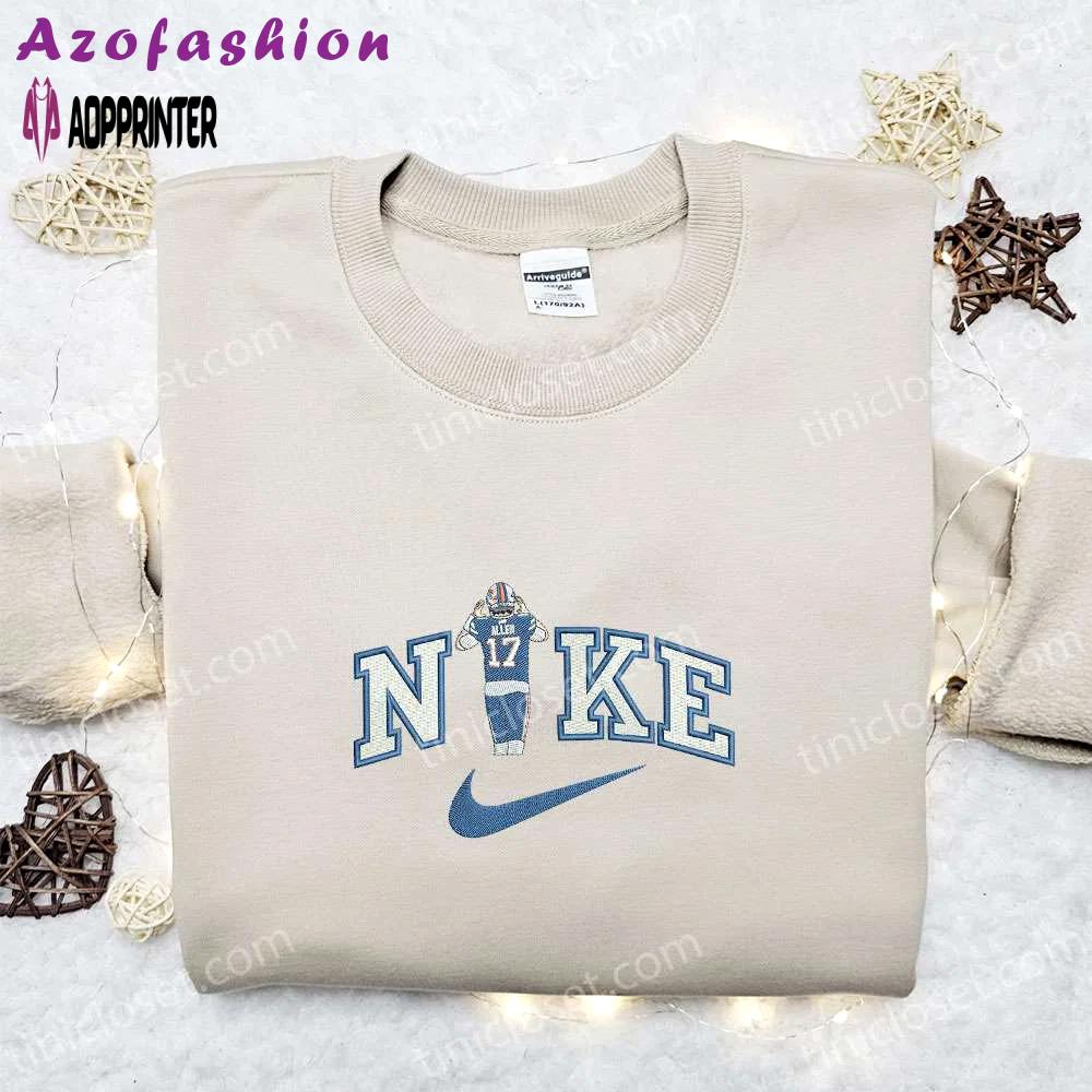Josh allen x nike embroidered shirt & hoodie: ultimate nfl sports fandom gift Embroidered Shirt