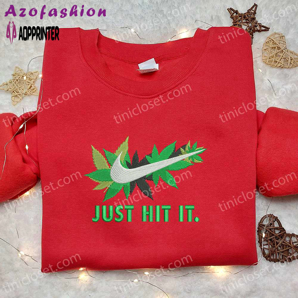 Just hit it x nike swoosh sweatshirt – nike inspired embroidered shirt best birthday gift ideas Embroidered Shirt