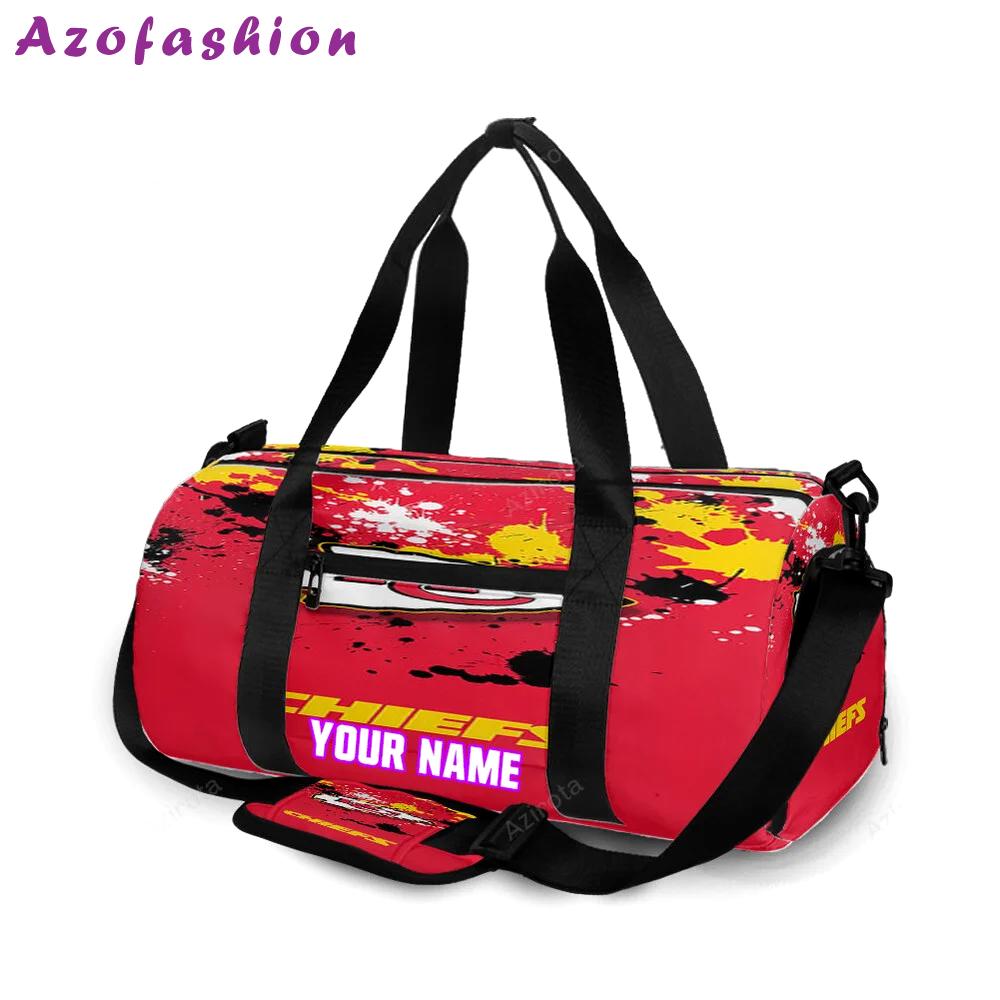 Kansas city chiefs emblem brush personalized name travel bag gym bag 1865 Travel Bag