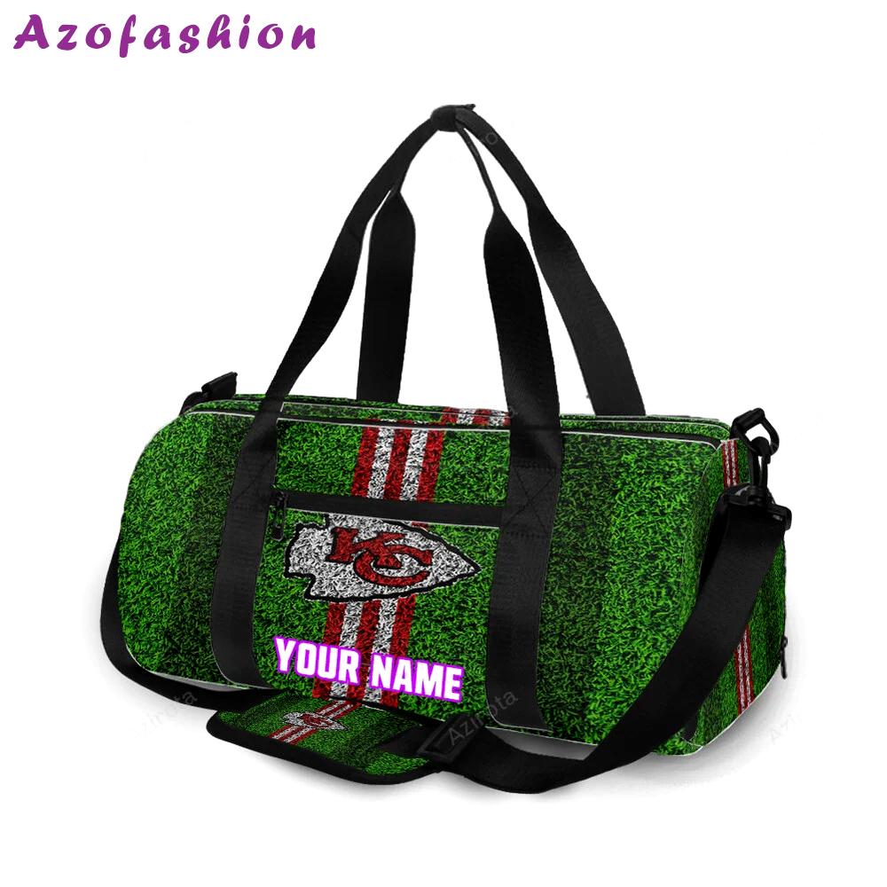 Kansas city chiefs grass texture personalized name travel bag gym bag 1610 Travel Bag