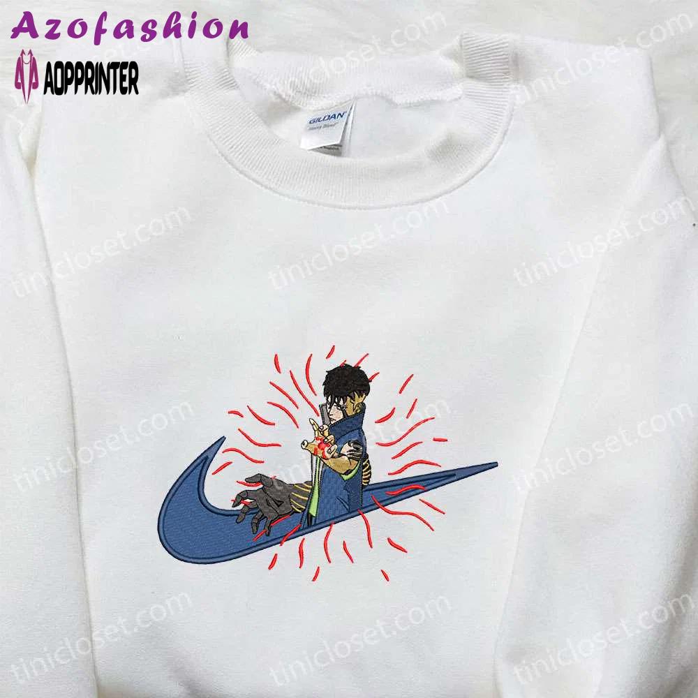 Kawaki x nike swoosh anime embroidered shirt – naruto inspired nike inspired trendy design Embroidered Shirt