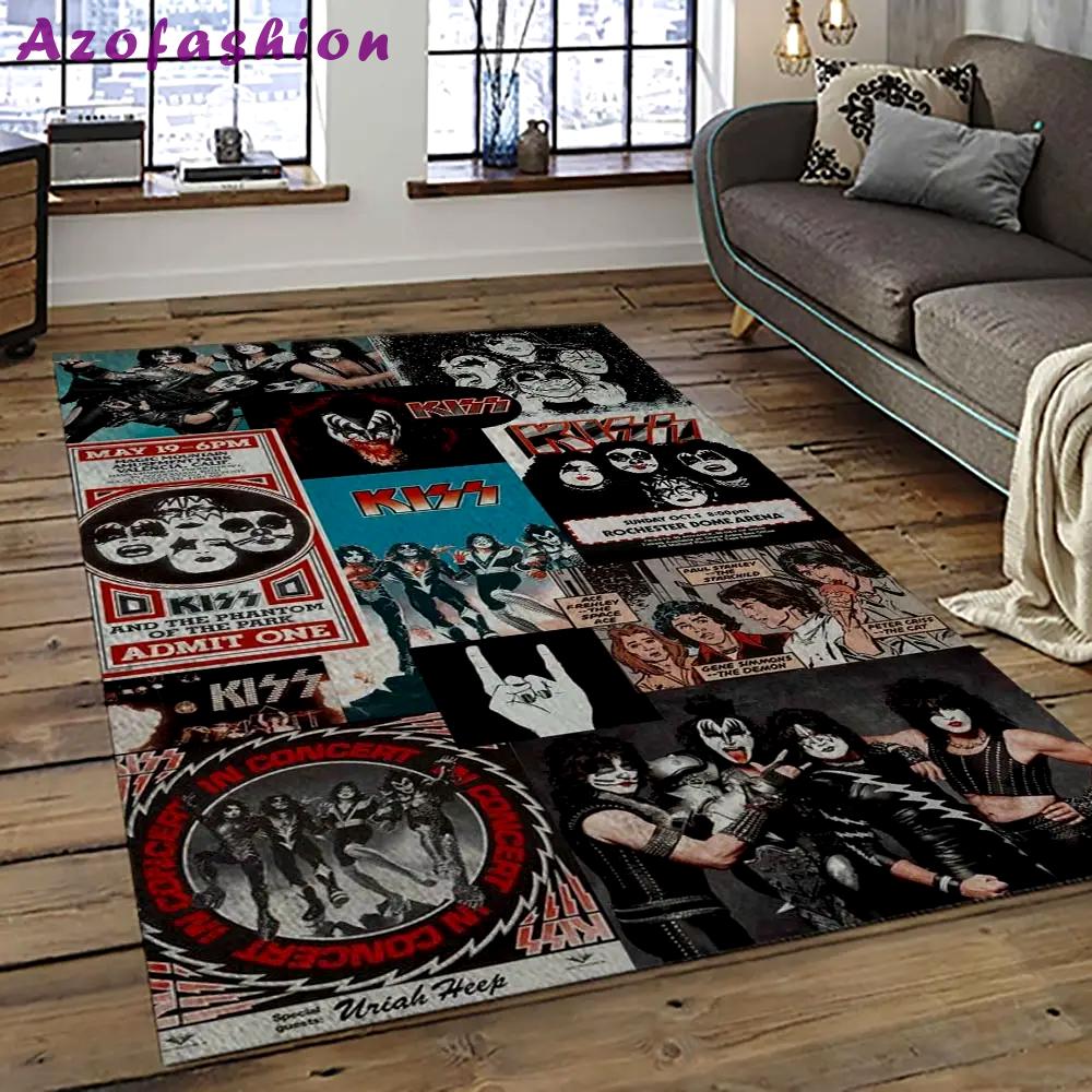 Kiss rock band music retangle carpet area rug home decor best gift for fan and friends as39 Rectangle Rug