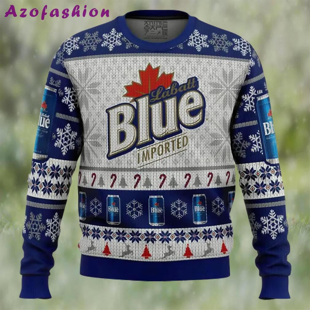 Labatt blue beer ugly christmas sweater, faux wool sweater, gifts for beer lovers, international beer day, best christmas gifts for 2022 ? prinvity Christmas Ugly Sweater