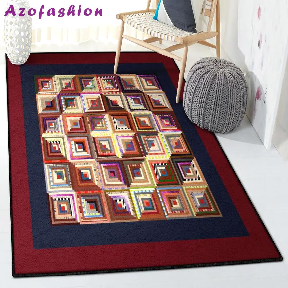 Large living room rugs, barnraising log cabin rug Rectangle Rug
