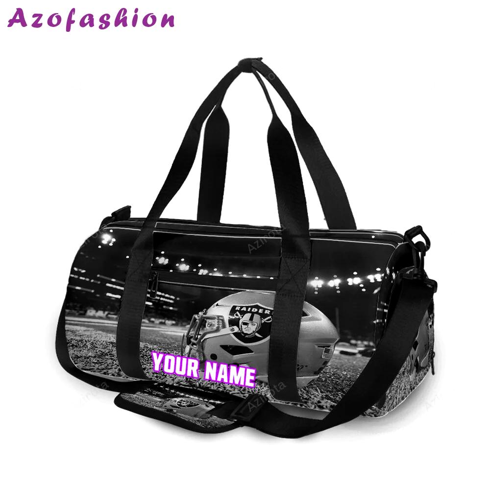 Las vegas raiders helmet in the grass personalized name travel bag gym bag 1456 Travel Bag