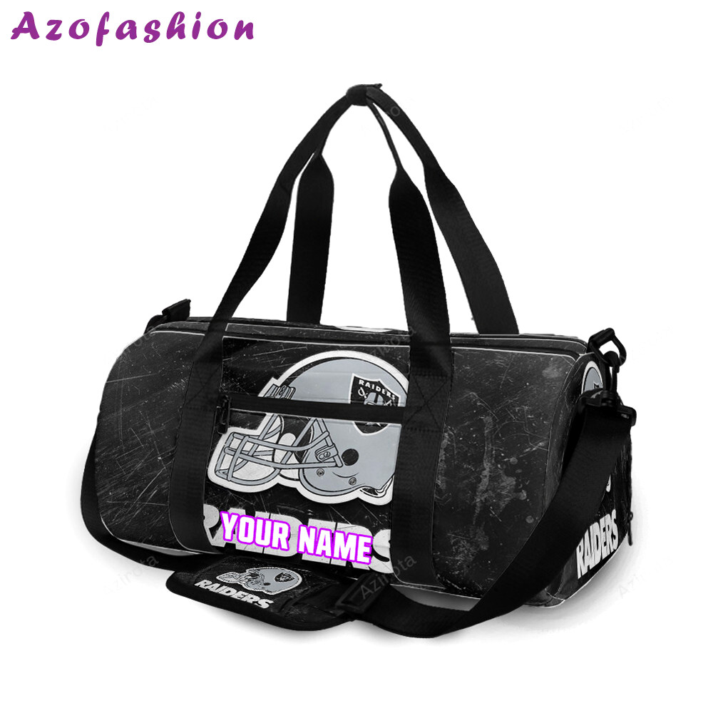 Las vegas raiders helmet metal personalized name travel bag gym bag 14 Travel Bag