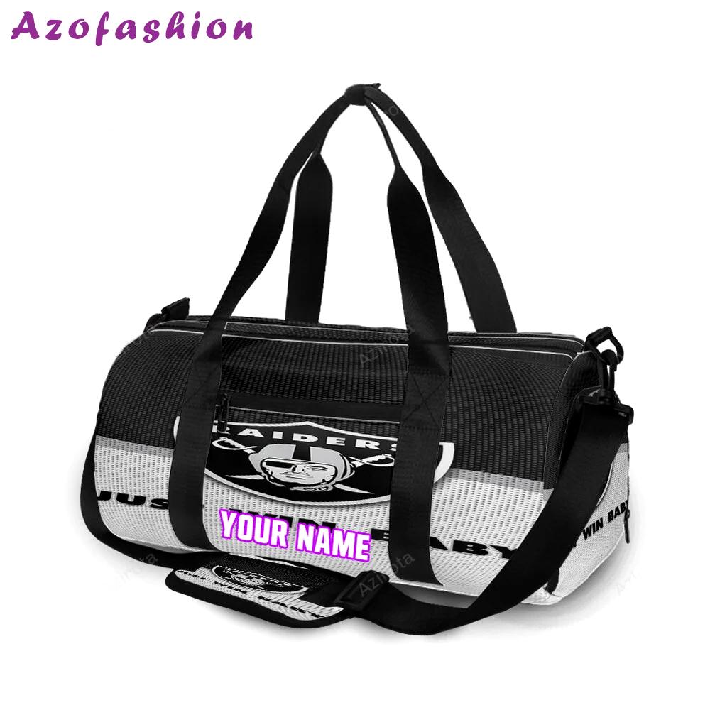 Las vegas raiders just win baby personalized name travel bag gym bag 317 Travel Bag
