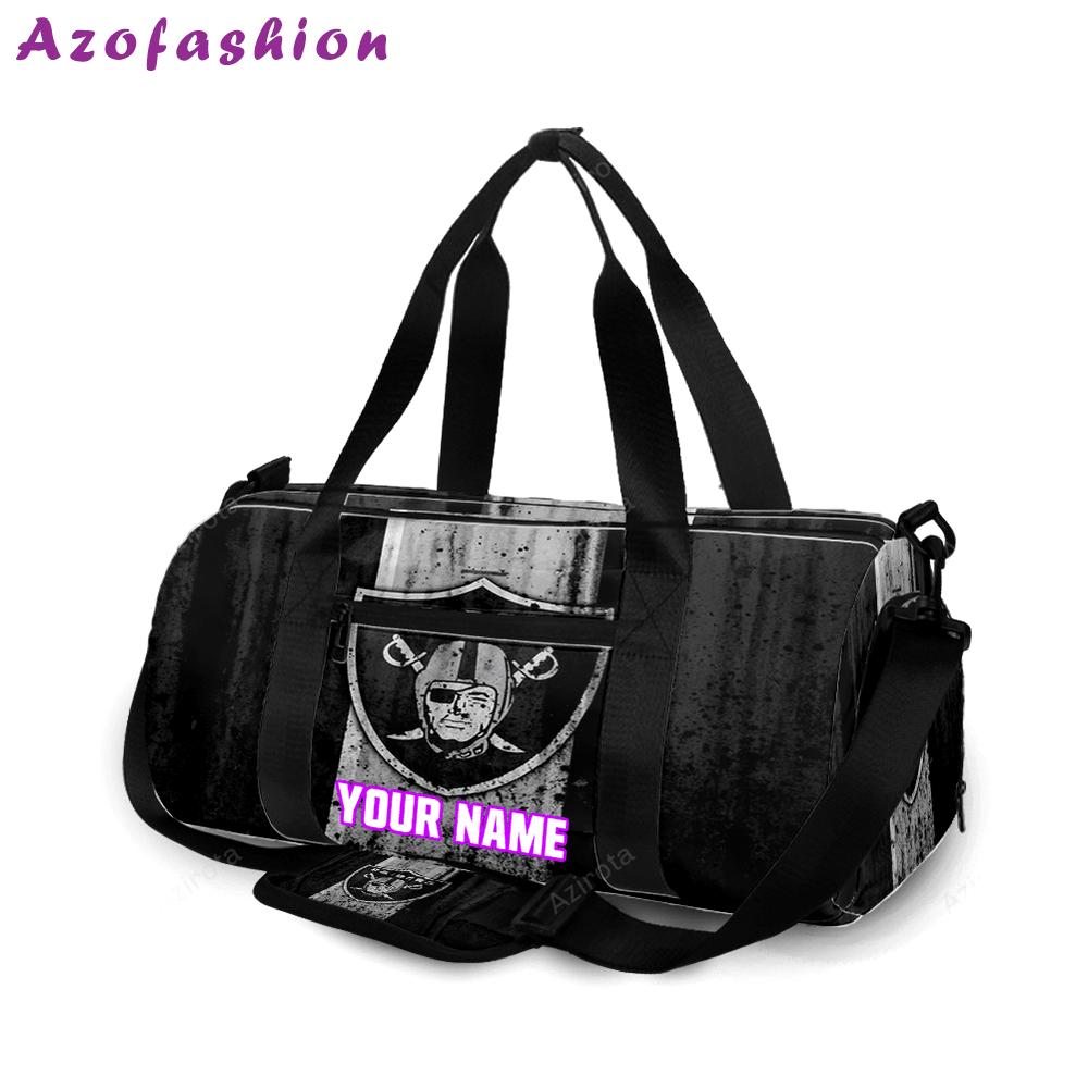 Las vegas raiders logo art grunge personalized name travel bag gym bag 374 Travel Bag