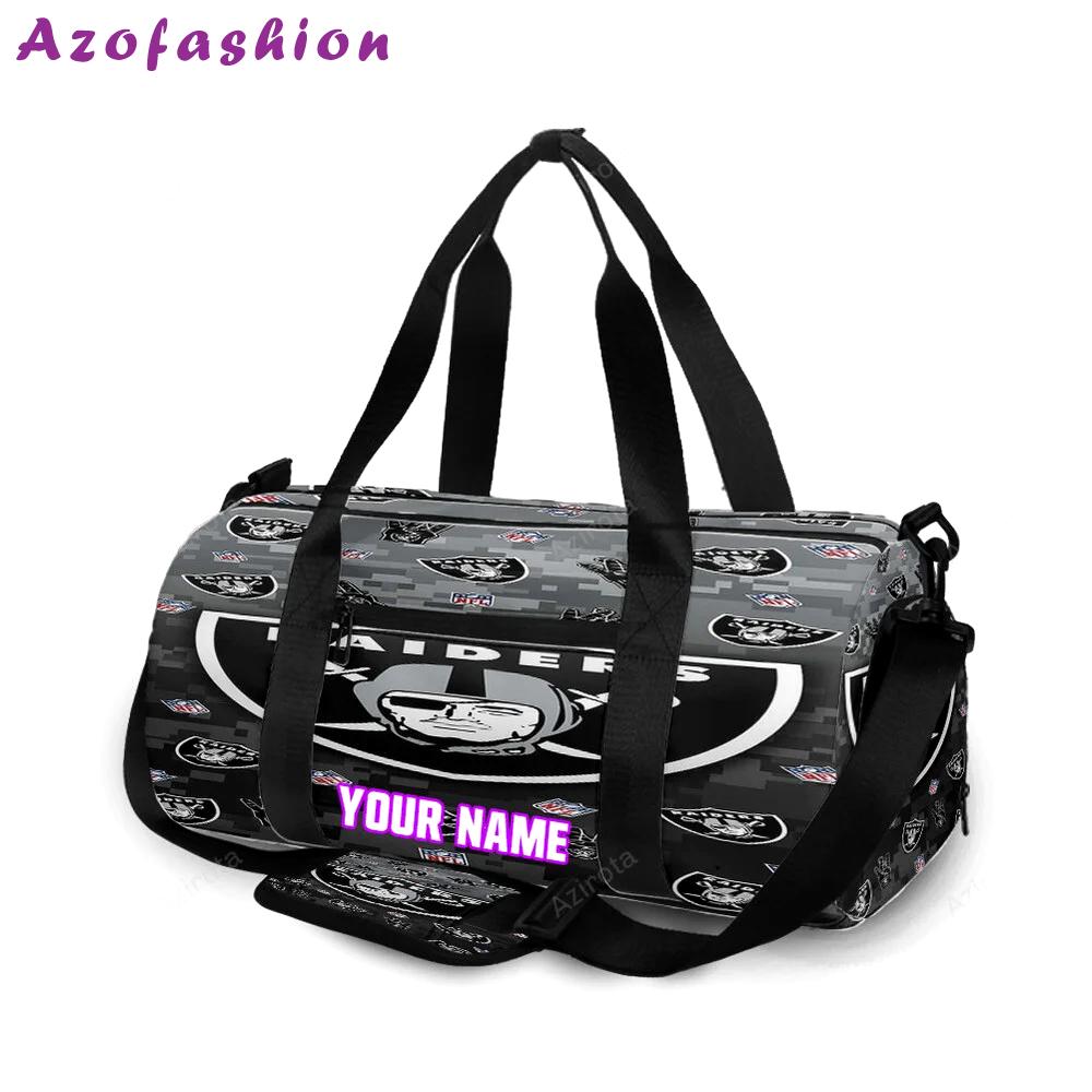 Las vegas raiders logo pattern personalized name travel bag gym bag 779 Travel Bag