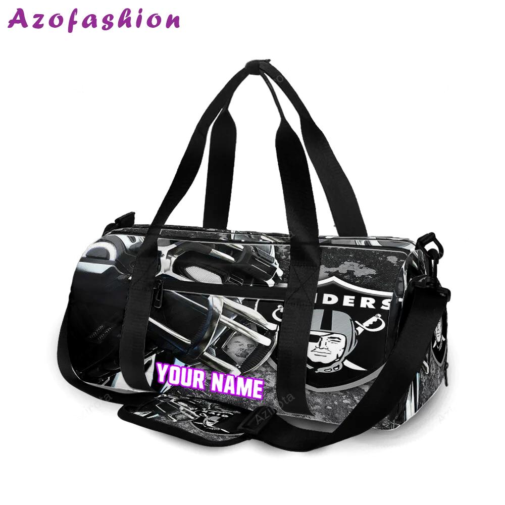Las vegas raiders logo player art personalized name travel bag gym bag 770 Travel Bag