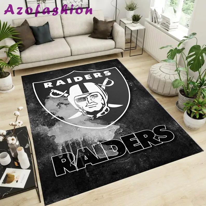 Las vegas raiders nfl inspired rug carpet area rug home sport decor Rectangle Rug